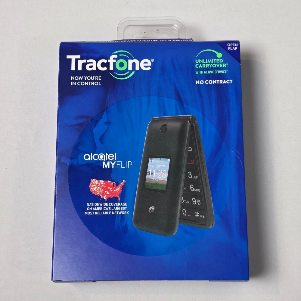 Tracfone Alcatel MyFlip A405DL Flip Cell Phone A405DC Black 4GB 4G LTE